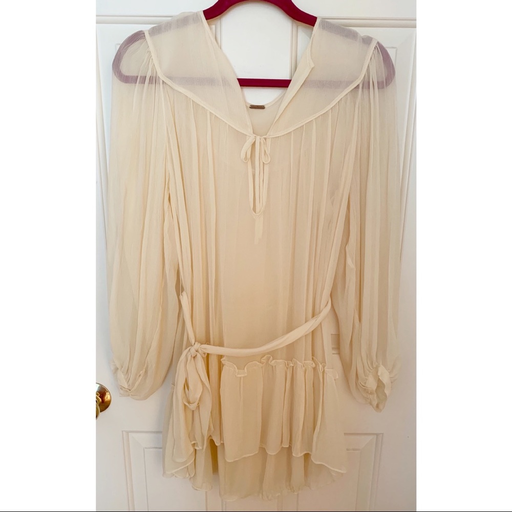 NWOT Free People Silk Sheer Cream Tunic